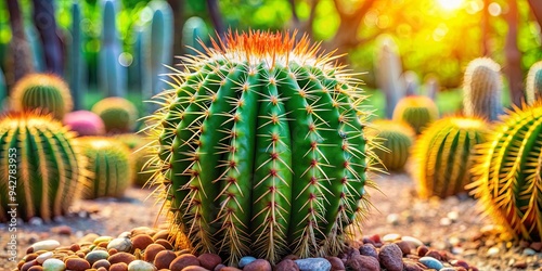 Vibrant cactus plant adding a desert vibe to a garden photo