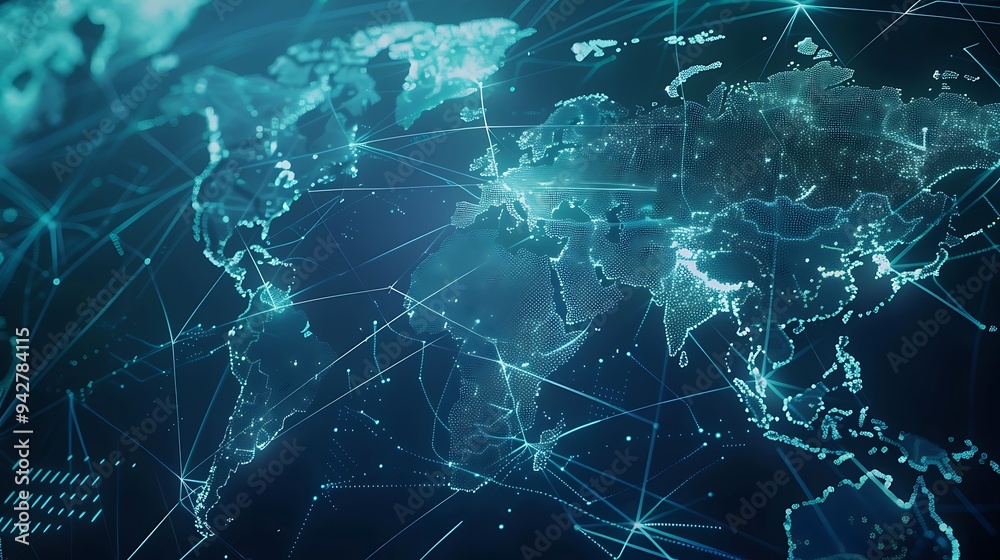 Global Network Connection Abstract World Map with Lines and Dots Global Network Connection Abstract World Map with Lines and Dots