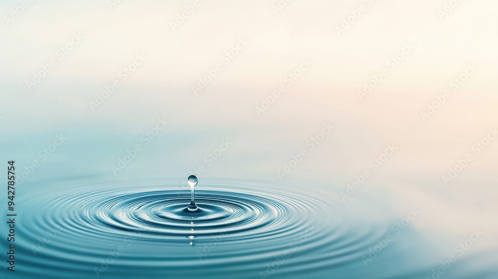 A serene close-up of a water drop creating ripples on a tranquil surface, evoking calmness and purity. A serene close-up of a water drop creating ripples on a tranquil surface, evoking calmness and purity.
