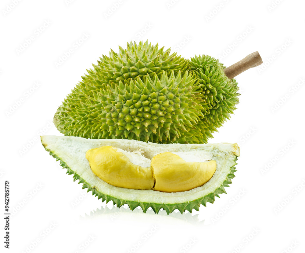 Obraz premium King of fruits, durian isolated on white background