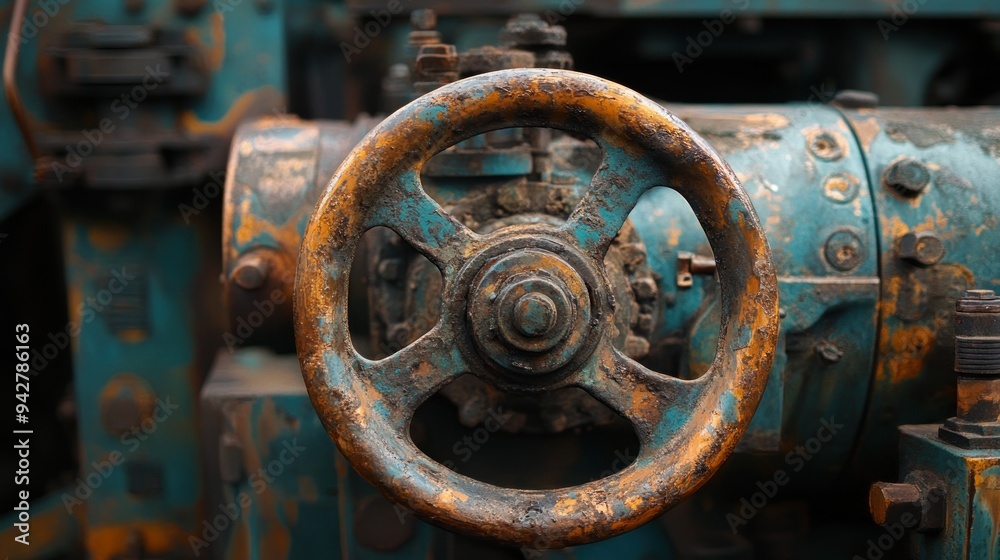 Rusty Wheel Handle on an Industrial Machine Rusty Wheel Handle on an Industrial Machine