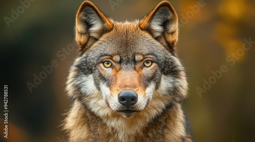 A Wolf's Intense Gaze in a Natural Setting