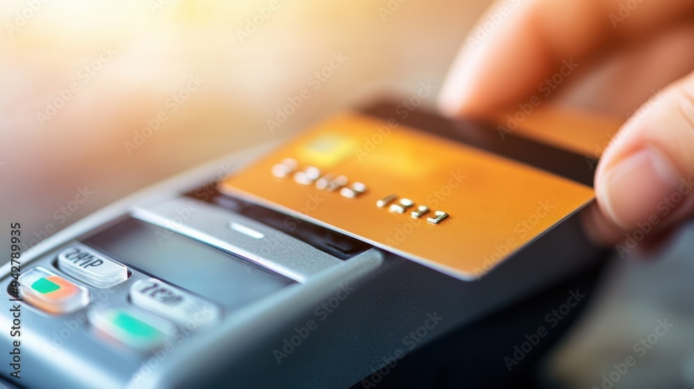 Close-up of a hand using a contactless payment card at a card reader, showcasing modern electronic transaction technology. Close-up of a hand using a contactless payment card at a card reader, showcasing modern electronic transaction technology.