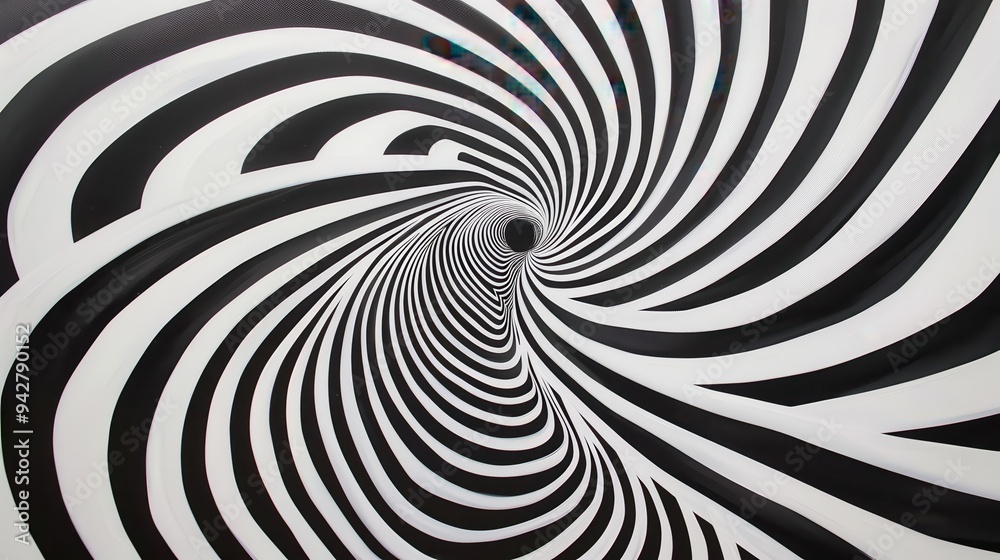 Black and White Striped Tunnel with a Circular Opening Black and White Striped Tunnel with a Circular Opening