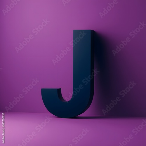 3D letter 'J' with a matte finish in solid color background Generated by Ai