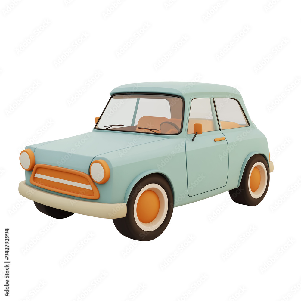 3d rendering icon car illustration PNG. cartoon minimal style on transparent isolated background.
