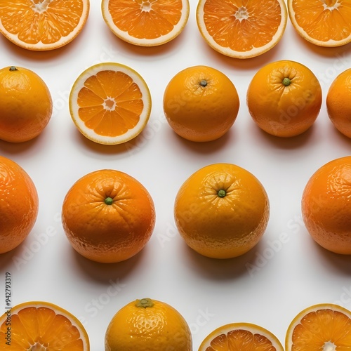 Oranges on white background