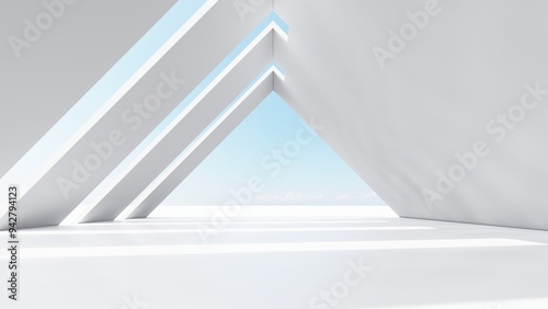 Fototapeta Naklejka Na Ścianę i Meble -  Architecture background geometric arched interior 3d render