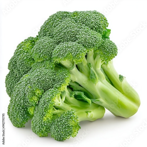 Fresh green broccoli isolated on white background photo