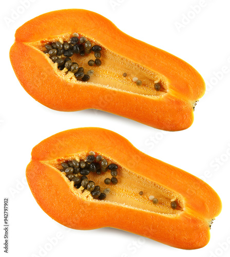 papaya isolated on white background with clipping path
