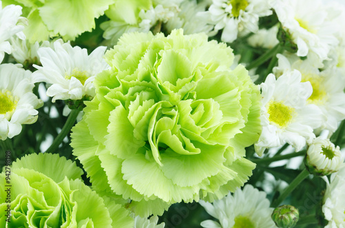 white and green flowers background