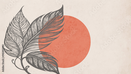 Botanical background. Abstract plant shapes. Minimalist illustration for printing on wall decorations.