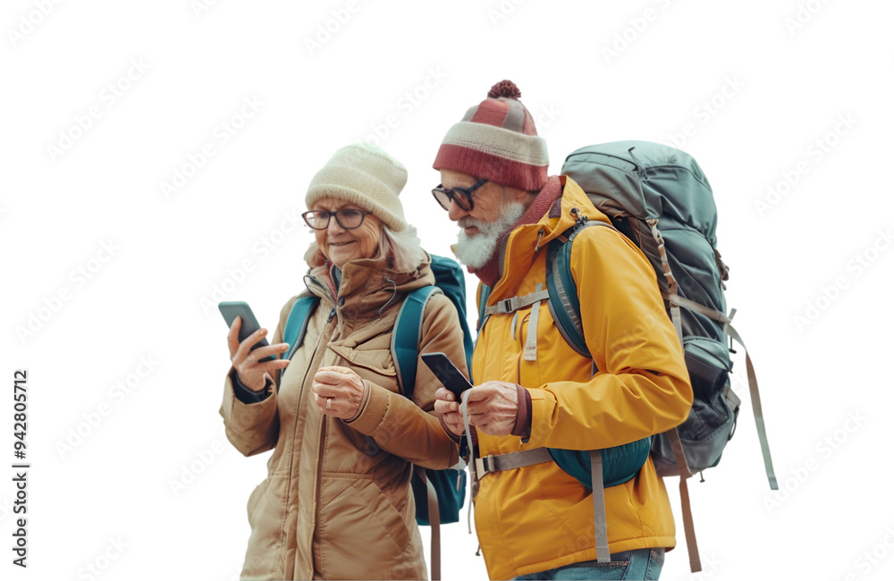 Elderly couple with phone in hand
