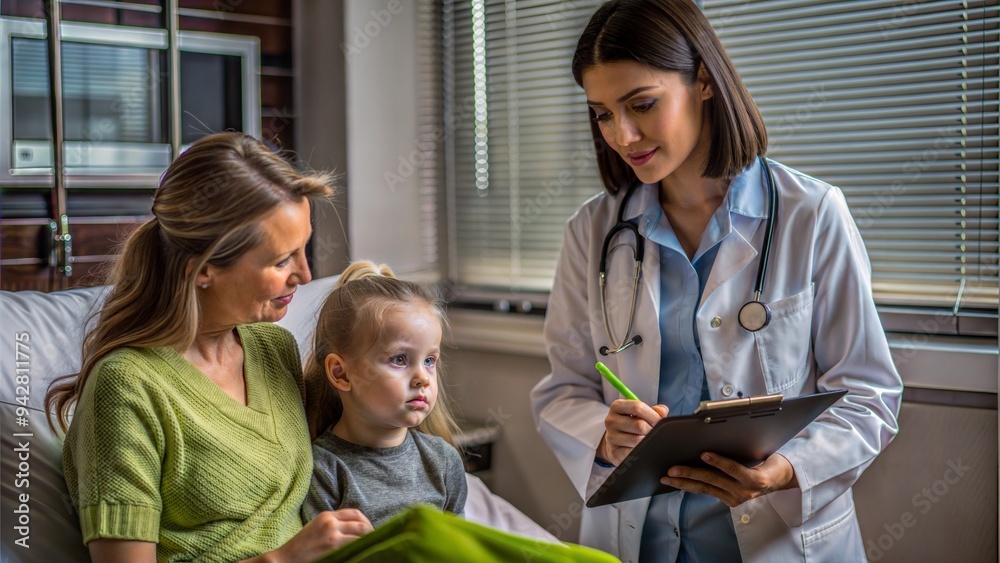 female doctor examining little girl patient female doctor examining little girl patient