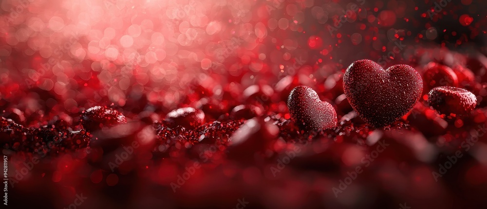 Sparkling Hearts on a Crimson Backdrop Sparkling Hearts on a Crimson Backdrop