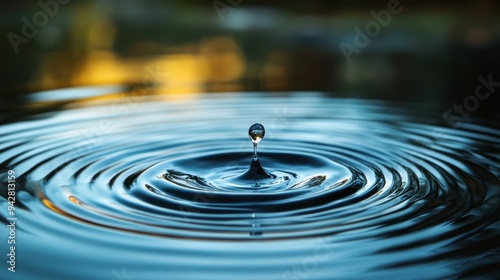 A drop of water falls into a large body of water, creating a ripple effect