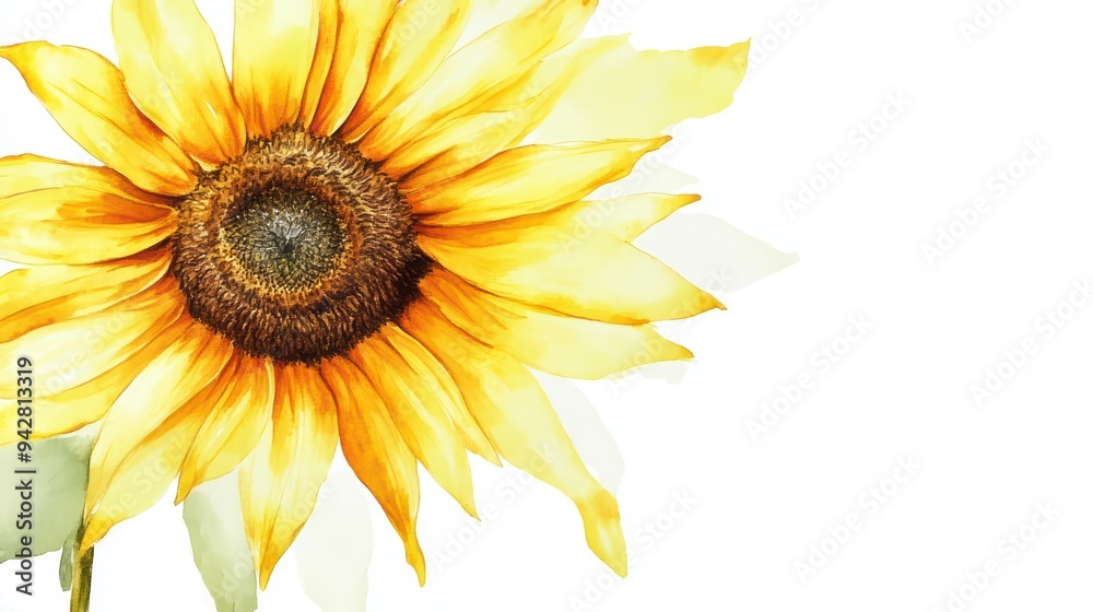 Obraz premium A vibrant sunflower with bright yellow petals and a textured center, symbolizing warmth and positive energy in nature.