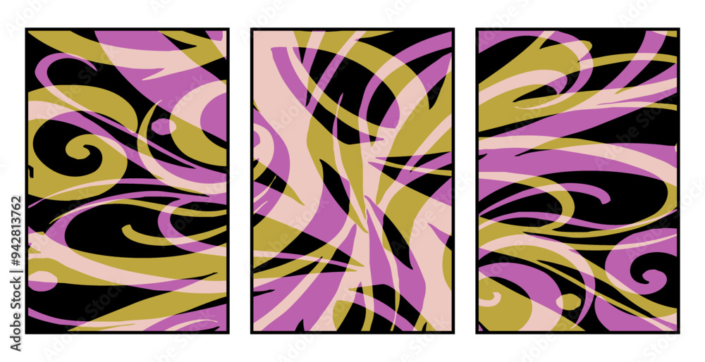 Set of 3 Abstract pattern. Illustration for printing on wall decorations. For use in graphics.