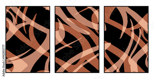 Set of 3 Abstract pattern. Illustration for printing on wall decorations. For use in graphics.