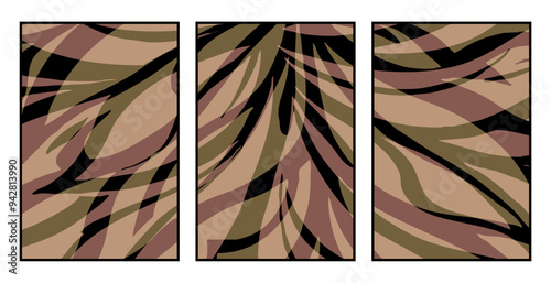 Set of 3 Abstract pattern. Illustration for printing on wall decorations. For use in graphics.