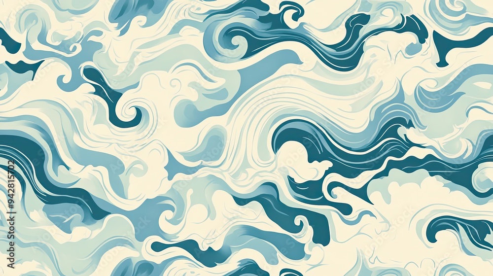 Abstract Swirling Pattern in Blue and White Abstract Swirling Pattern in Blue and White