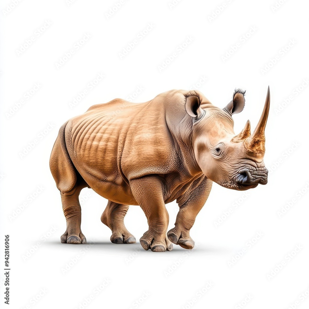 Fototapeta premium Angry rhinoceros isolated on white background