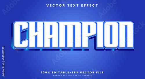 Champion 3D editable Text Effect Template design for business logo and brand photo