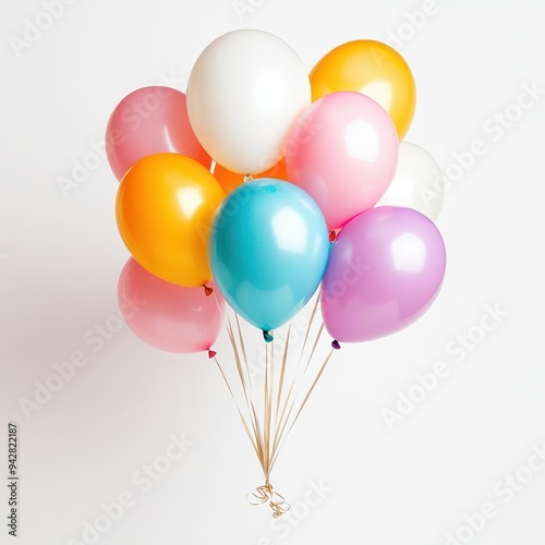 Colorful party balloons on white background