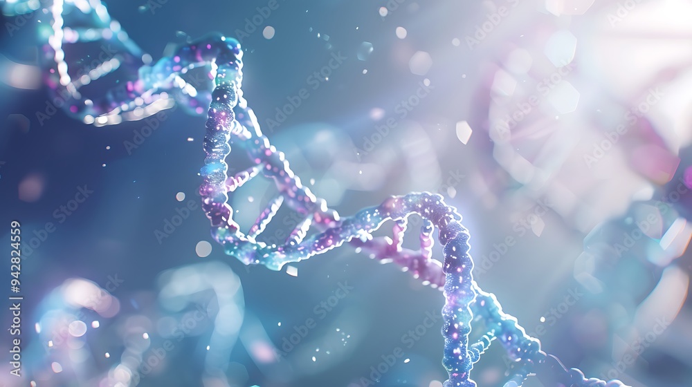 Abstract DNA Double Helix Rendered with Glowing Particles Abstract DNA Double Helix Rendered with Glowing Particles