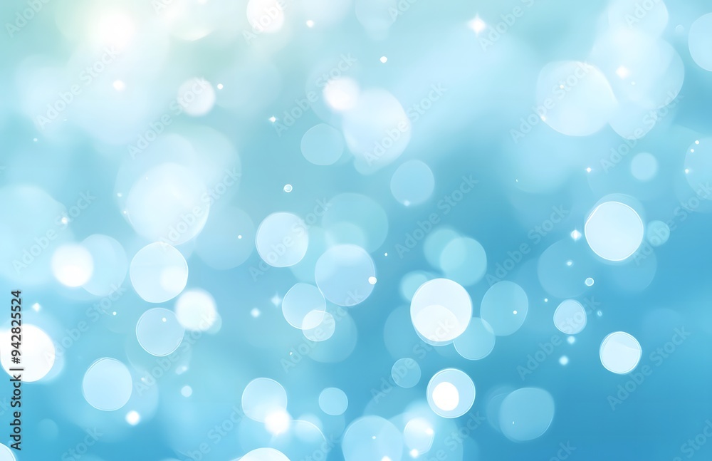 Obraz premium Colorful Bokeh Lights on Blue Background. Vector Illustration Of Wallpaper Backdrop