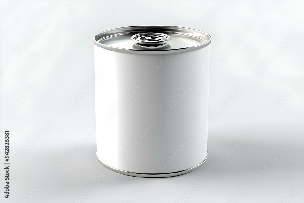 Blank White Can with Silver Top Blank White Can with Silver Top