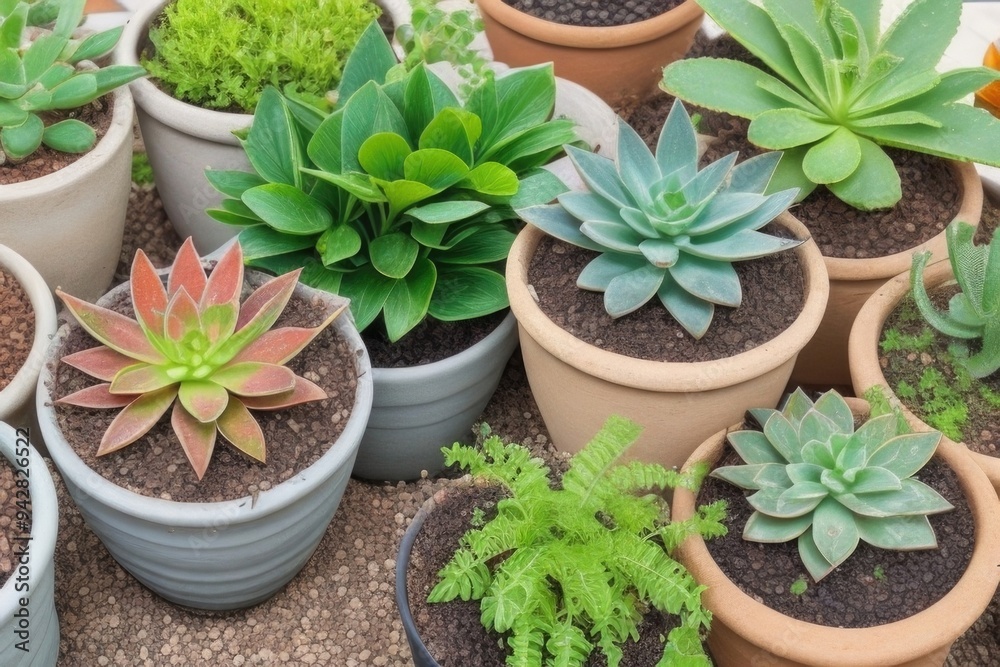 Flat-lay cactus pots Flat-lay cactus pots