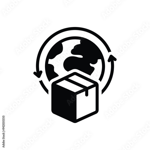 Black solid icon for world wide delivery