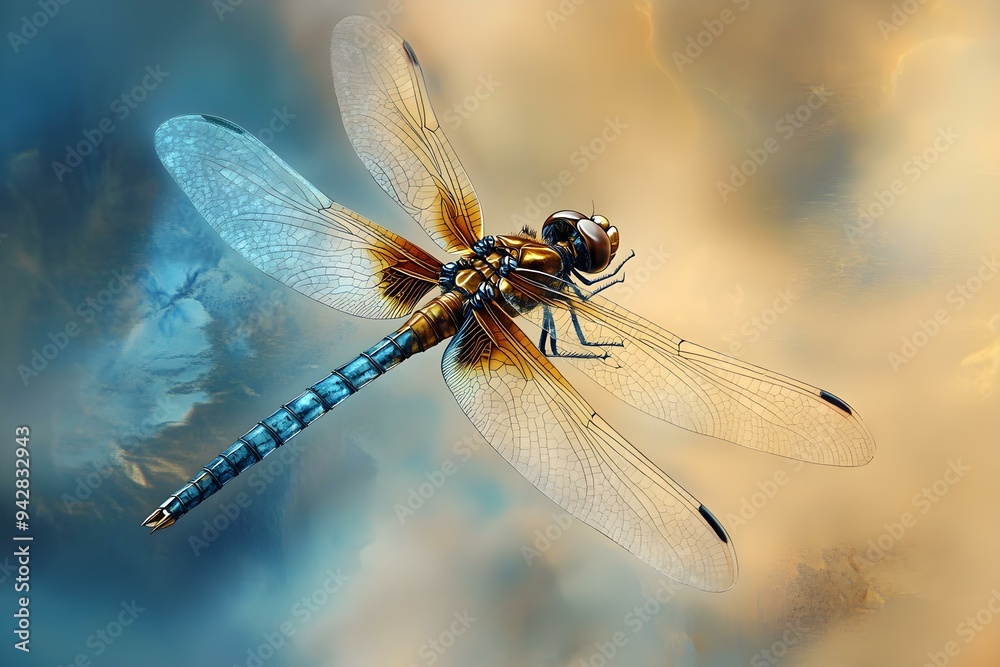 Dragonfly in Flight: A Detailed Close-Up Dragonfly in Flight: A Detailed Close-Up