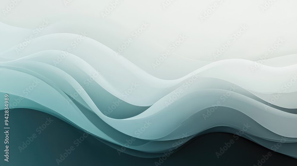 Obraz premium Dynamic abstract image with a gradient transition from muted gray to vivid aquamarine.