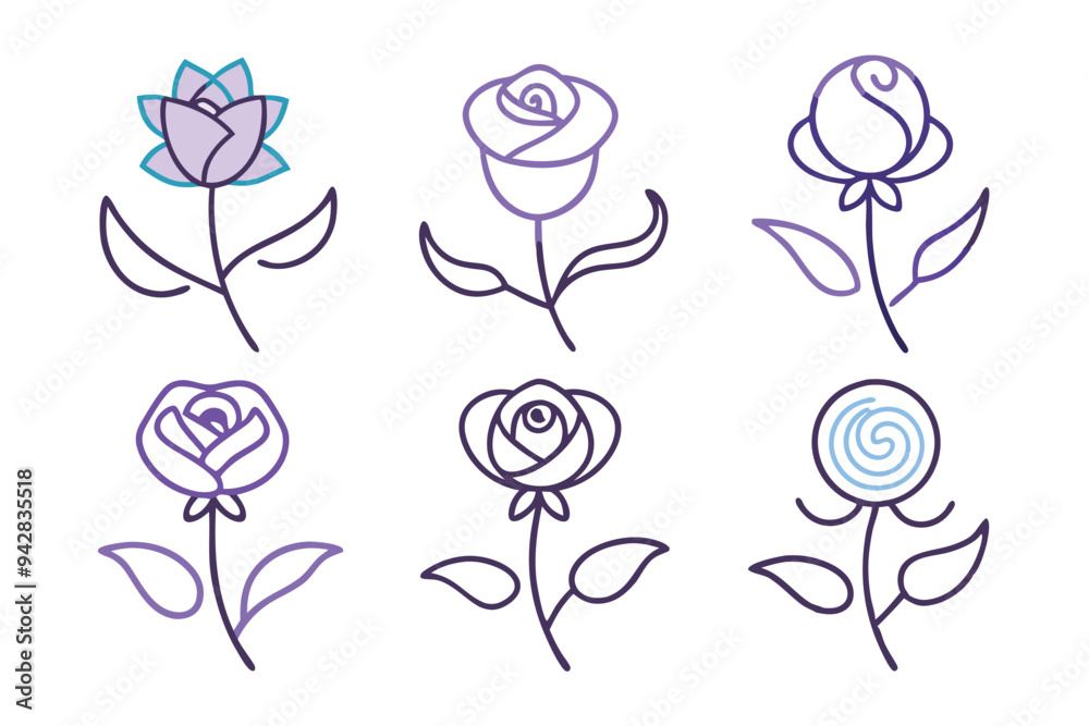 Minimalist Line Drawing of an Elegant Rose with Flowing Lines Minimalist Line Drawing of an Elegant Rose with Flowing Lines