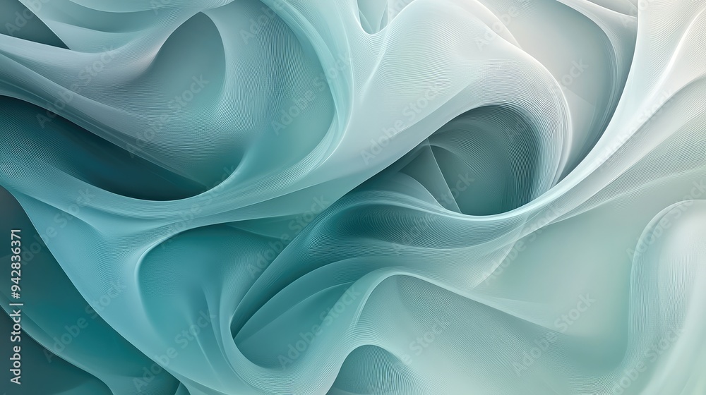 Obraz premium Smooth abstract background blending cool gray and vibrant aquamarine swirls.
