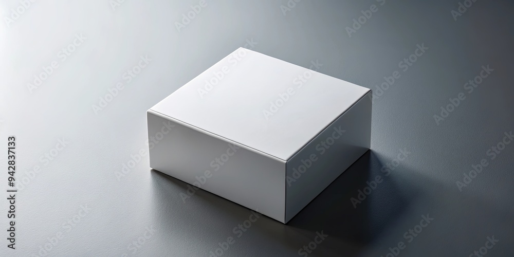 Clean and minimalistic box mock up on gray surface for stock photo shoot Clean and minimalistic box mock up on gray surface for stock photo shoot
