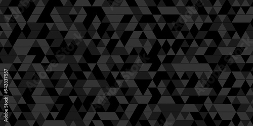 Geometric vector seamless technology black, gray cube square paper background. surface creative diamond mosaic gradient pattern black Polygon digital triangle, business and corporate background.