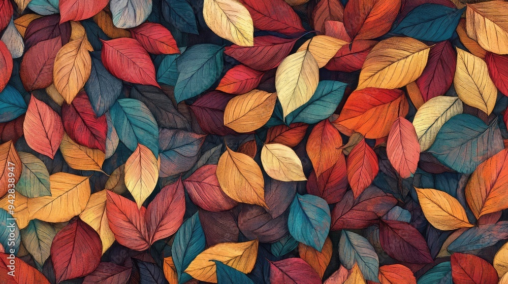 A page overflowing with richly colored leaves, creating a dynamic and eye-catching pattern. A page overflowing with richly colored leaves, creating a dynamic and eye-catching pattern.