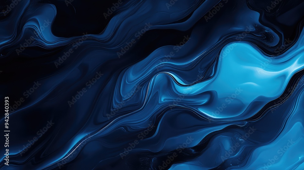Fototapeta premium Abstract background with deep black blue and bright aquamarine layers creating depth.