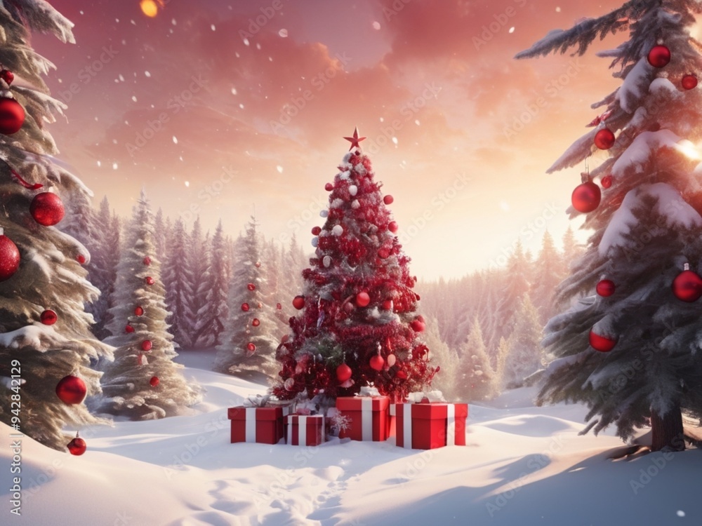 Obraz premium christmas tree and gifts