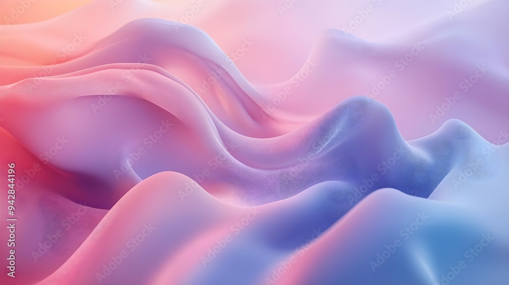 Fototapeta premium Abstract Pink & Blue Wavy Background, Digital Art, Design