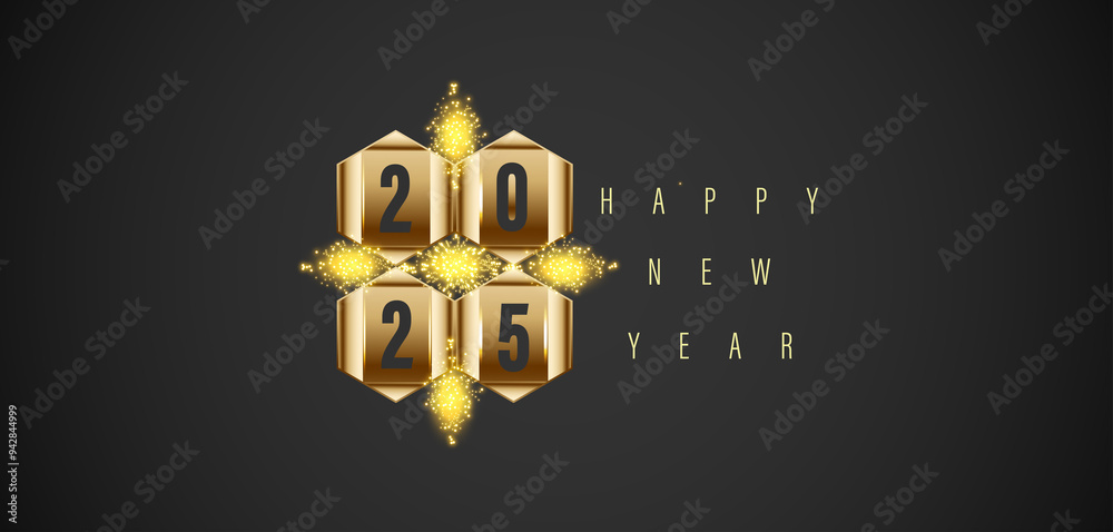 Gold numbers signify Happy New Year 2025 against a black backdrop, marking the celebration of a fresh start Gold numbers signify Happy New Year 2025 against a black backdrop, marking the celebration of a fresh start