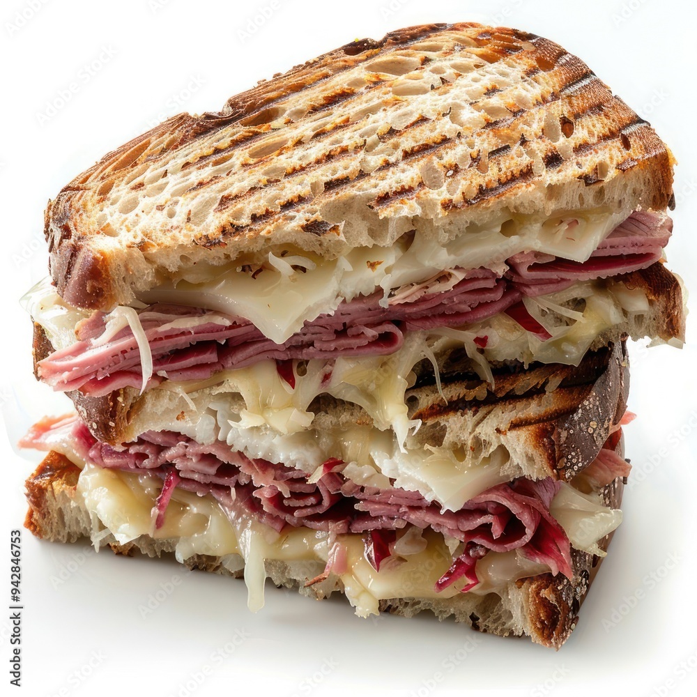 a cut in half sandwich with meat and cheese a cut in half sandwich with meat and cheese