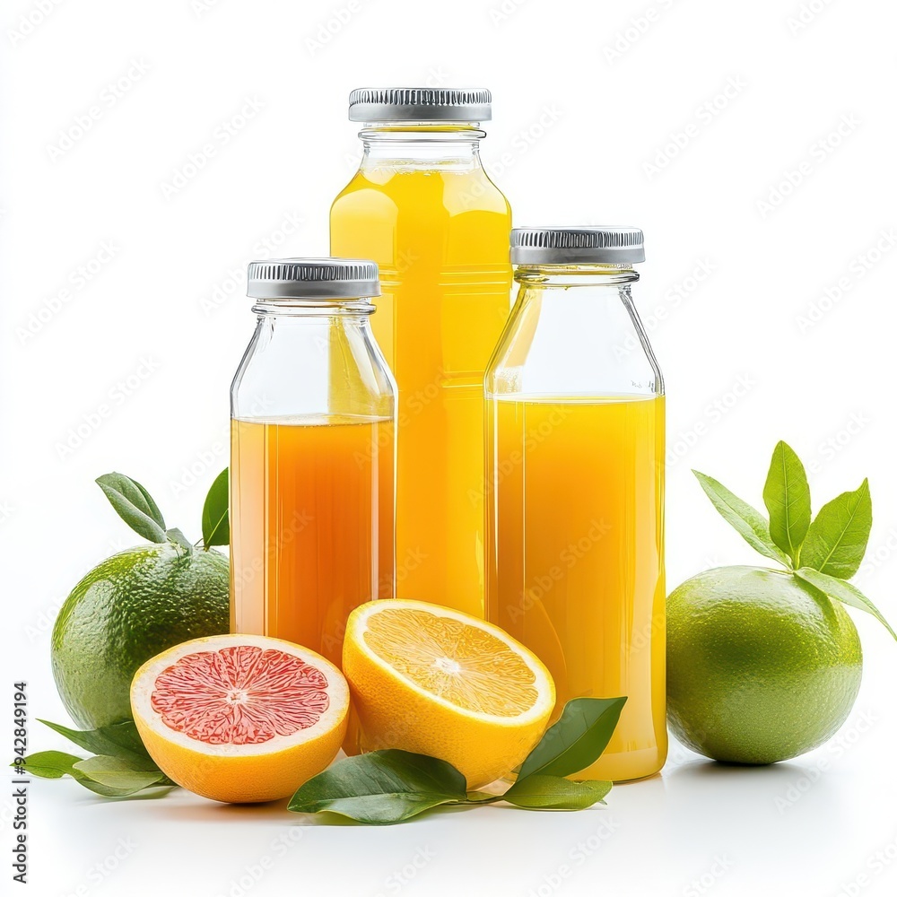 Various bottles of juice isolated on white background Various bottles of juice isolated on white background