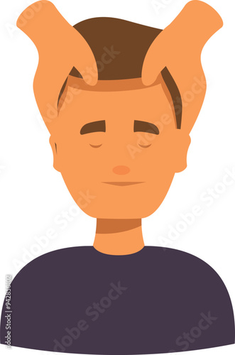 Illustration of a man receiving a relaxing head massage at a spa, enjoying a moment of tranquility and self care