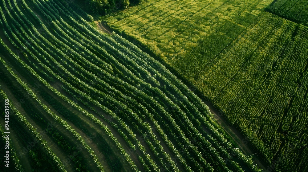 Autonomous drone technology revolutionizing rice farming, capturing detailed scan images of paddies for precise crop management. Autonomous drone technology revolutionizing rice farming, capturing detailed scan images of paddies for precise crop management.