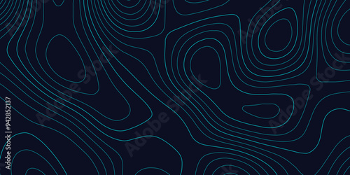Abstract wavy topographic line background. Seamless pattern and banner design. Modern and dynamic feel to topographic mapping vector illustration.