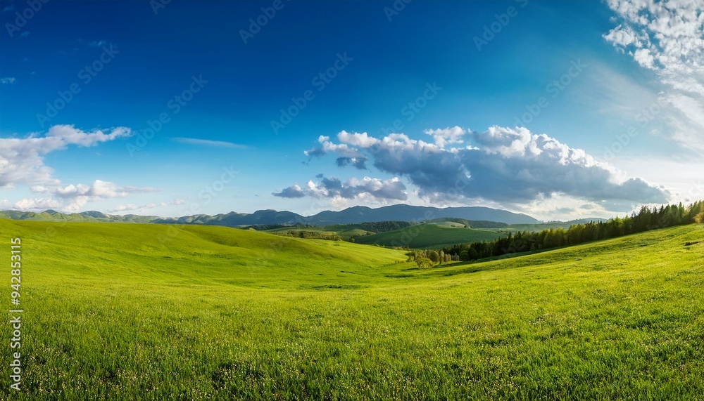Fototapeta premium Countryside landscape grassland panoramic.